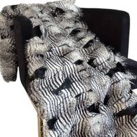 Thumbnail for Plutus Black and White Feather Faux Fur Luxury Throw Blanket - 14 SIZES -