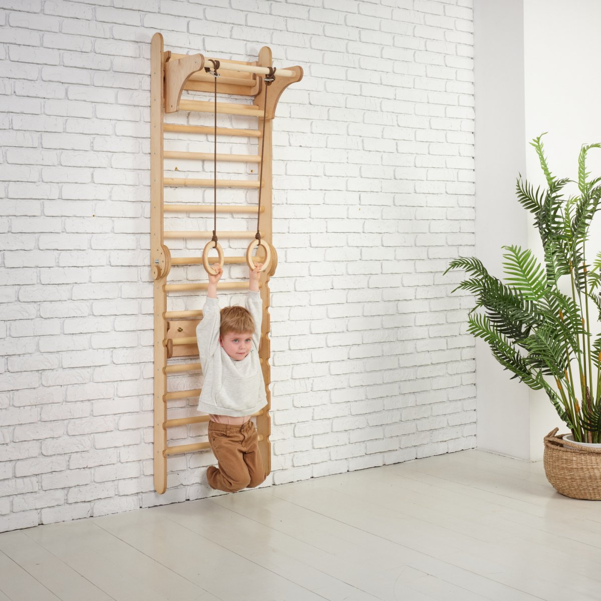 Wooden Swedish Wall / Climbing Ladder for Children + Swing Set