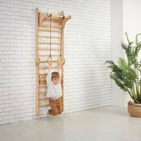 Thumbnail for Wooden Swedish Wall / Climbing Ladder for Children + Swing Set