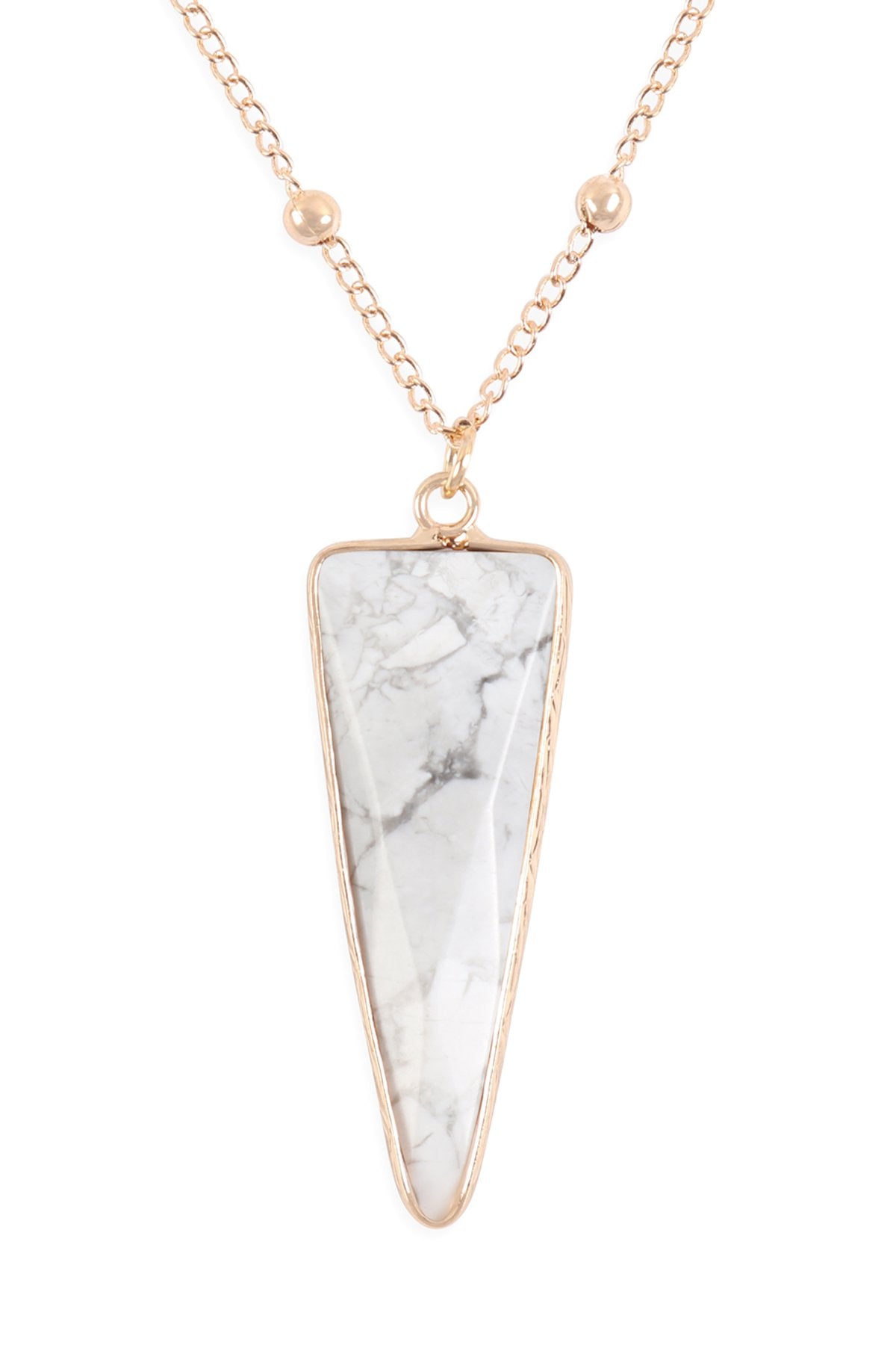 Arrowhead Shape Stone Pendant Necklace - 6 COLORS -