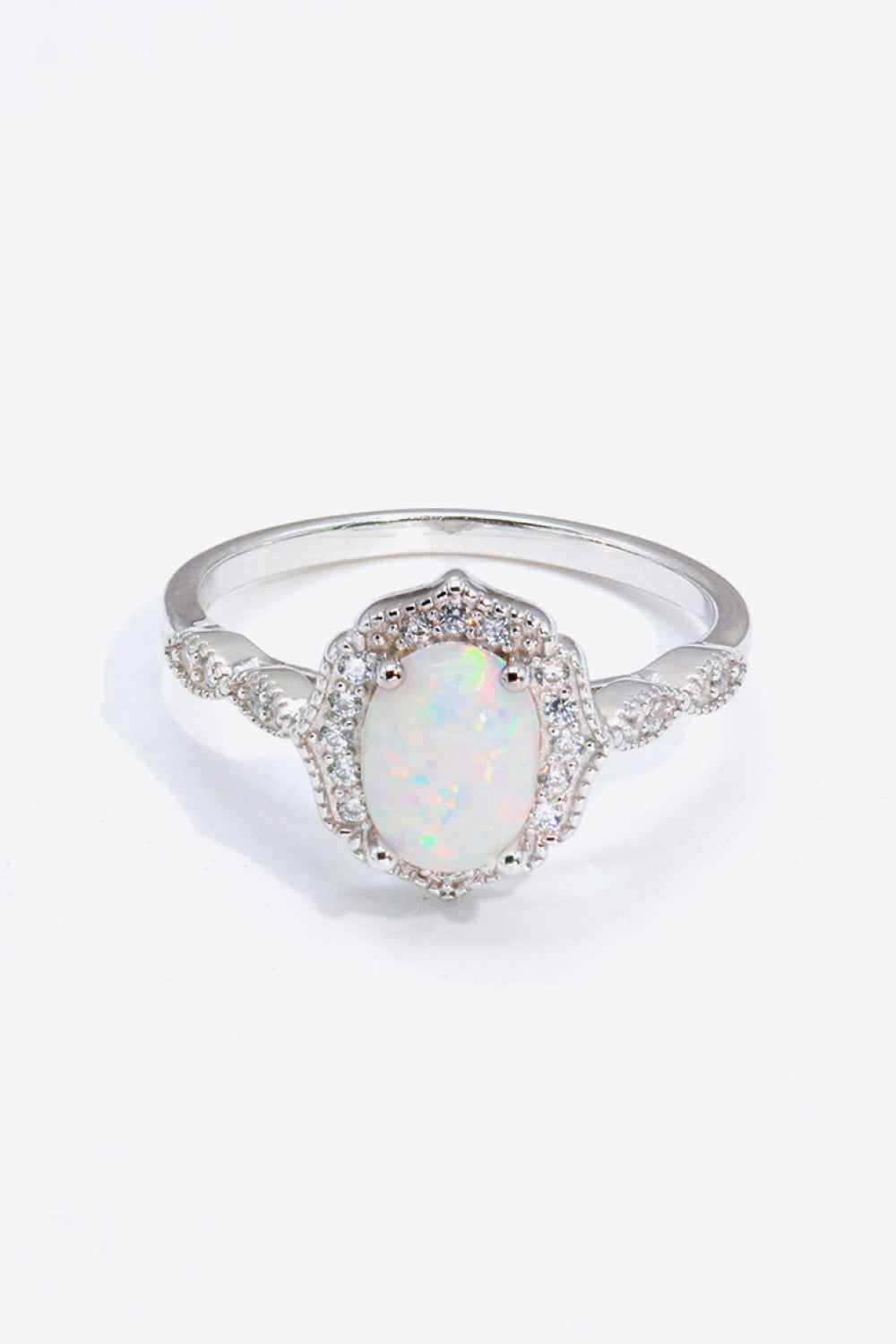 Just For You 925 Sterling Silver Opal Ring - T - SIZES 5 THRU 10 -