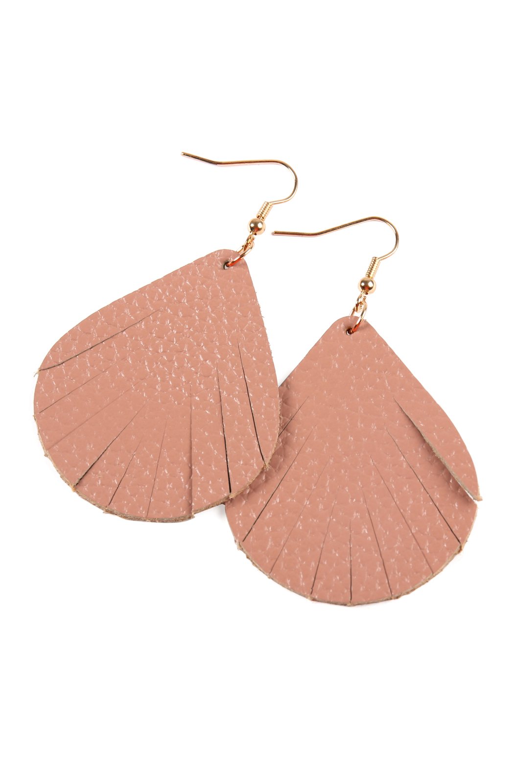 Fringed Pear Shaped Leather Earrings - 10 COLORS