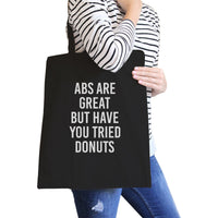 Thumbnail for Abs Are Great but ...  Black Canvas Bag Funny Workout Quote Fitness Bag -