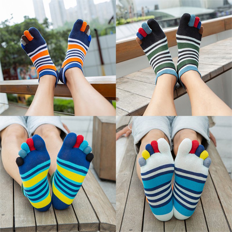 1 Pair Outdoor Men's Socks - Breathable Cotton Toe Socks  - Sports Jogging Cycling Running 5 Finger Toe Slipper Sock - [23 DAY DELIVERY] - 18 COLORS -