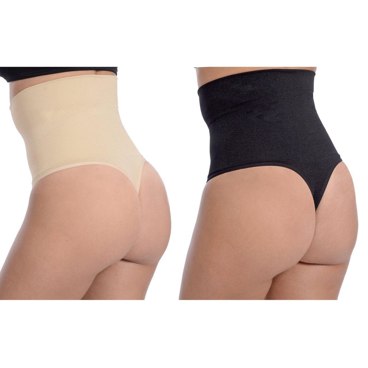 Seamless Hi-Waist Shaper With Thong Bottom - 2 Pack -