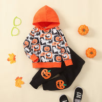 Thumbnail for Printed Long Sleeve Hoodie and Pants Set - 2 PCS. - T - 1 COLOR -