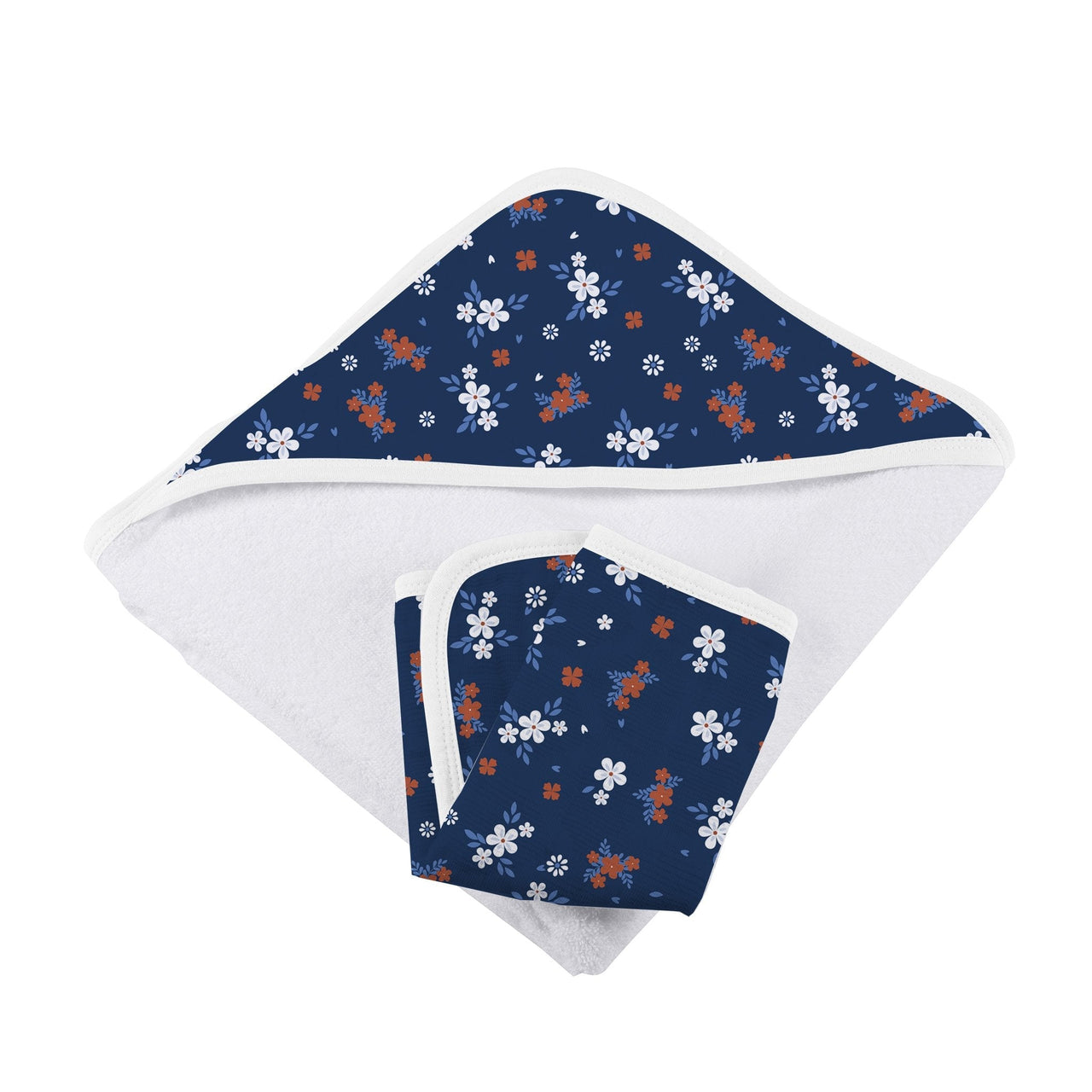 Serenity Floral Bamboo Hooded Towel and Washcloth Set - 1 COLOR -