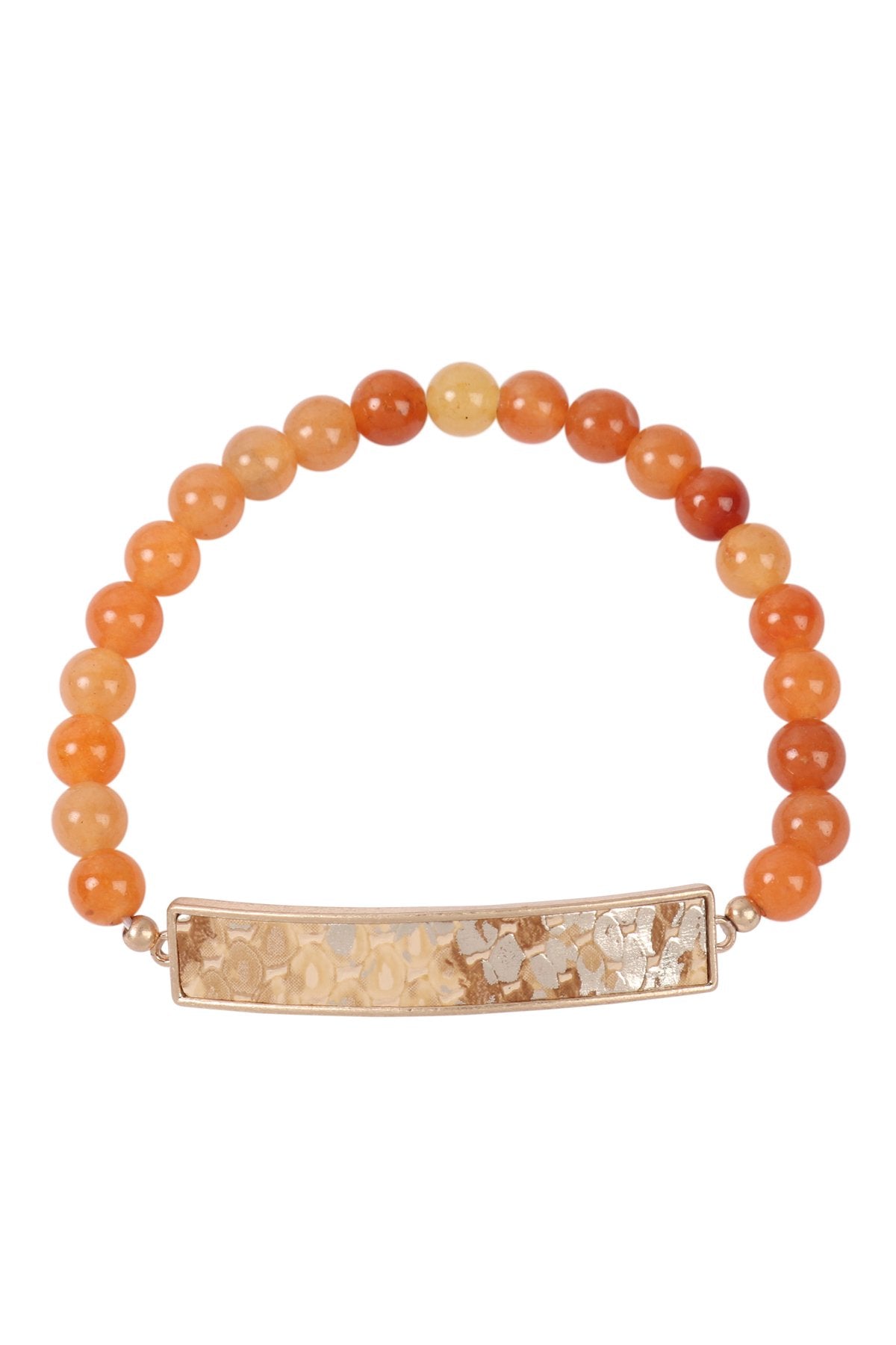 Animal Print Bar With Beaded Stone Bracelet - 7 COLORS