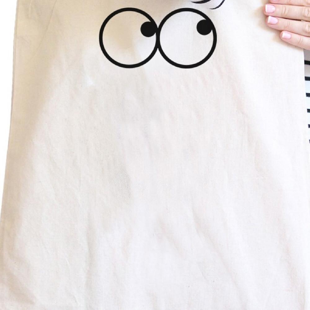 Eye Emoji Natural Canvas Bag Funny Graphic Printed Student Bags - 1 COLOR