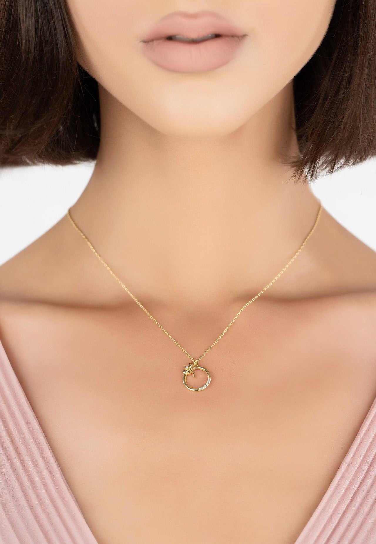 LATELITA - Dragonfly Halo Necklace Gold -