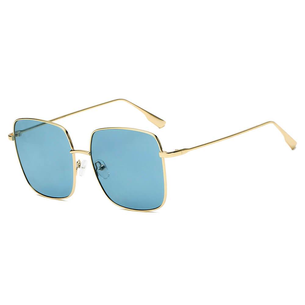 Enoch | S2068 - Women Metal Flat Lens Square Sunglasses - 8 COLORS -