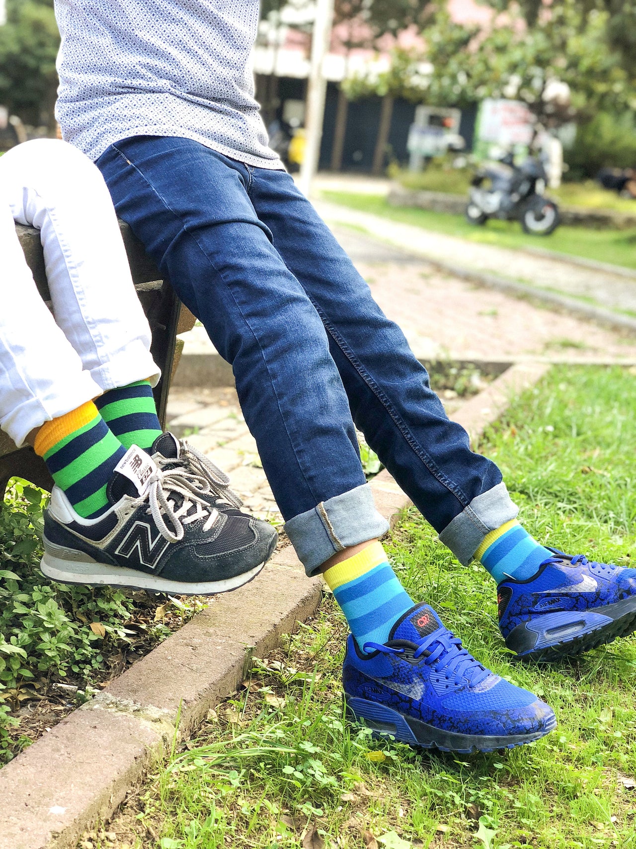 Kids Yellow Sky Stripe Socks - 1 COLOR -