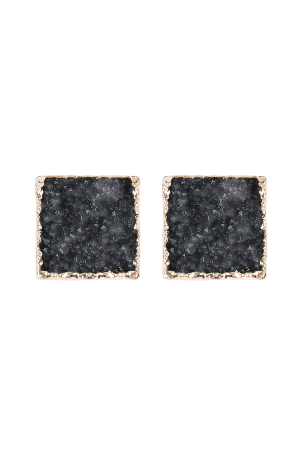 Square Druzy Stone Stud Earrings - 12 COLORS -