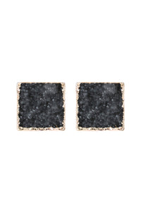 Thumbnail for Square Druzy Stone Stud Earrings - 12 COLORS -