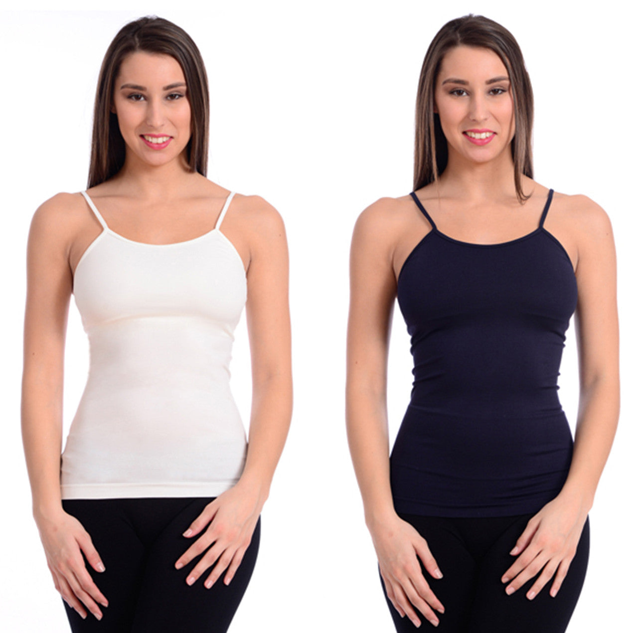 Seamless Camisoles 2 Pack Navy and Ivory -