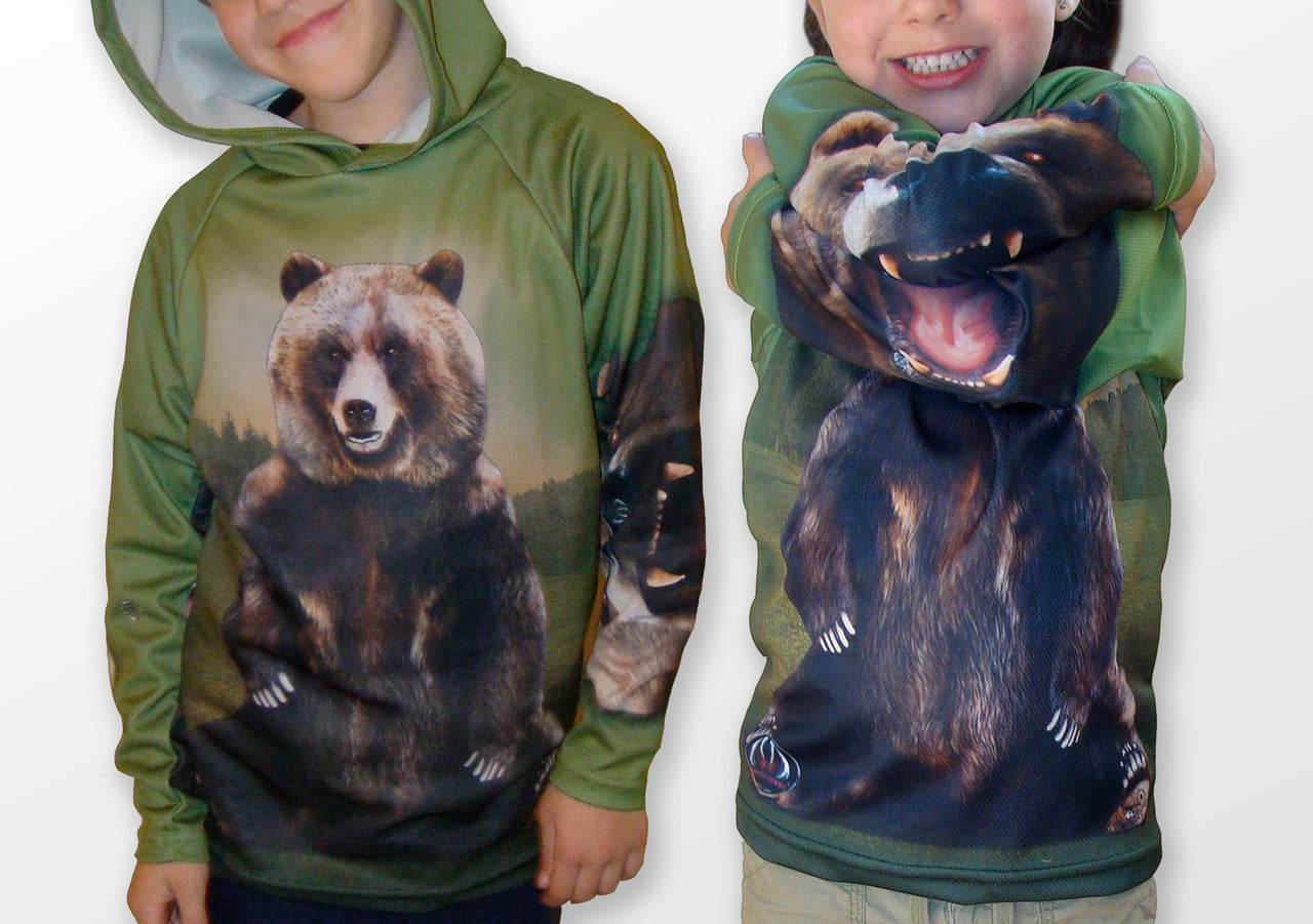 Mouthman - GRIZZLY BEAR Hoodie Chomp Shirt - ADULT SIZES AVAILABLE! - 13 SIZES -