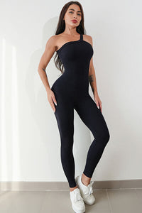 Thumbnail for Asymmetrical Neck Wide Strap Active Jumpsuit - T - 8 COLORS -