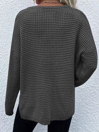 Thumbnail for Notched Long Sleeve Sweater - T - 6 COLORS -