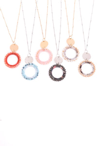 Thumbnail for Riah Fashion - Glass Beaded Hoop Pendant Necklace - 6 COLORS