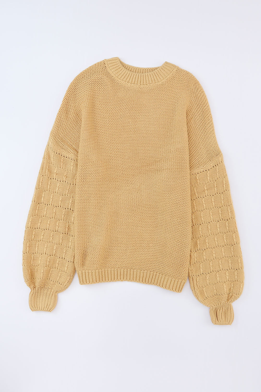 Threaded Pear - Jayla Hollowed Bubble Sleeve Knit Sweater - 2 COLORS -