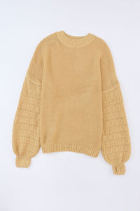 Thumbnail for Threaded Pear - Jayla Hollowed Bubble Sleeve Knit Sweater - 2 COLORS -