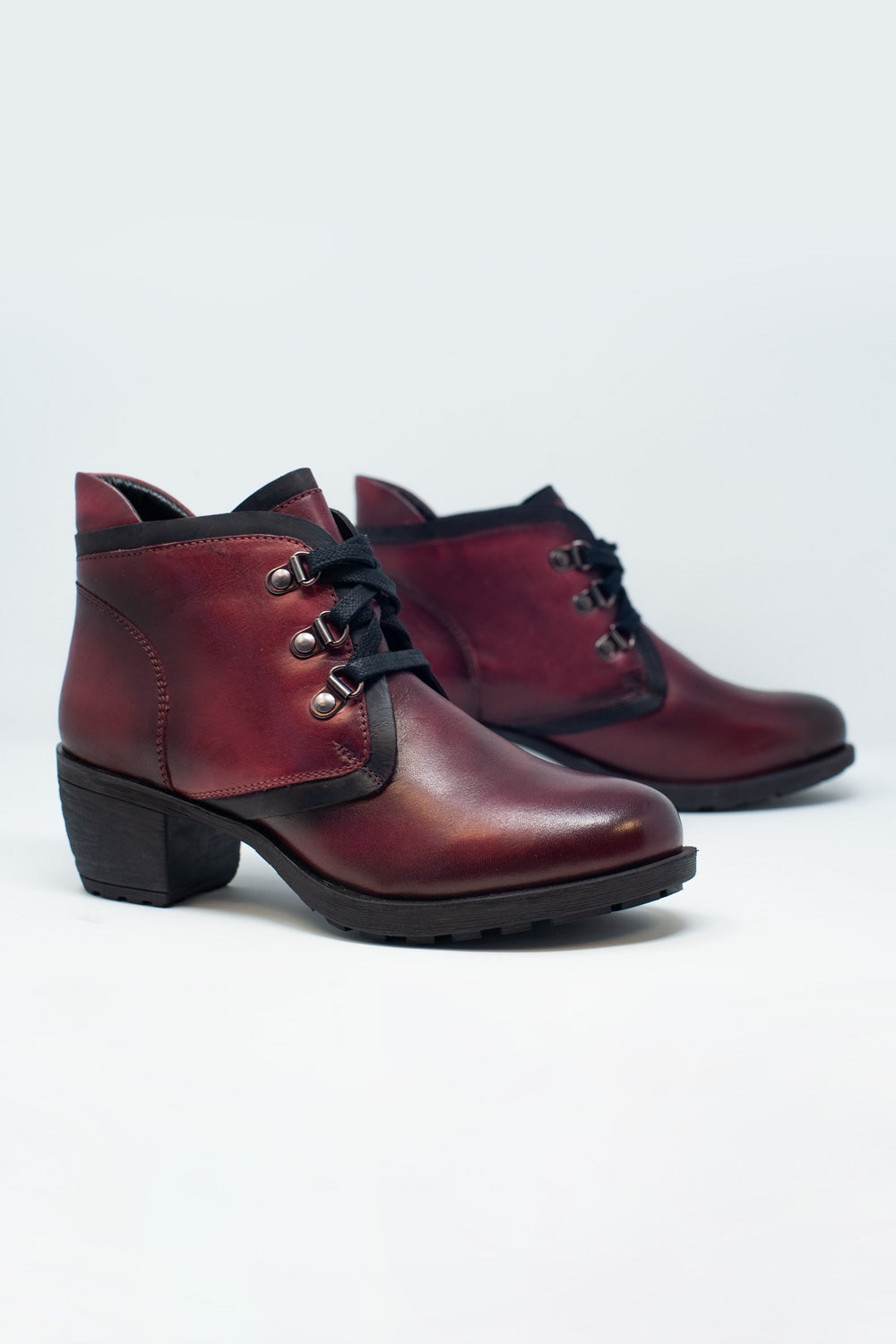 Q2 - Lace Up Boot in Maroon - 1 COLOR -