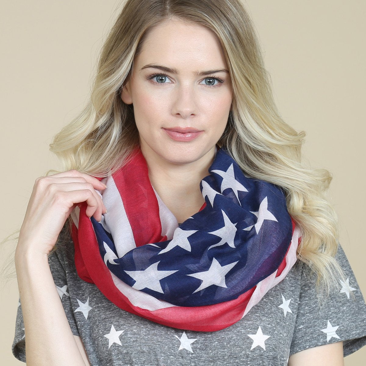 Riah Fashion - American Flag Infinity Scarf - 1 COLOR -