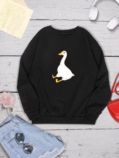 Goose Graphic Round Neck Sweatshirt - T - 4 COLORS -