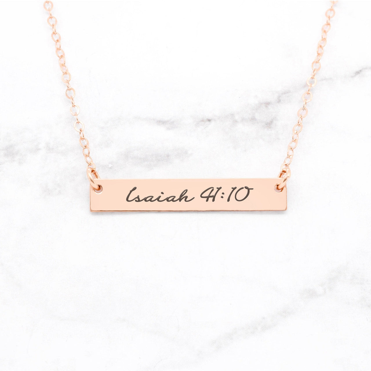 Isaiah 41:10 Necklace - Sterling Silver Bar Necklace -