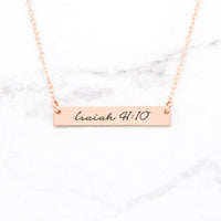 Thumbnail for Isaiah 41:10 Necklace - Sterling Silver Bar Necklace -