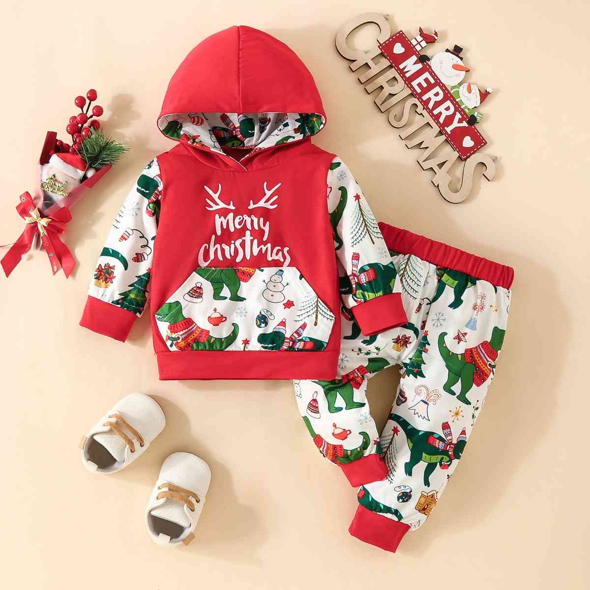 MERRY CHRISTMAS Hoodie and Pants Set - 2 PCS. - T - 2 COLORS -