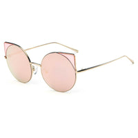 Thumbnail for Dublin | CA03 - Women Mirrored Lens Round Cat Eye Sunglasses - 6 COLORS -