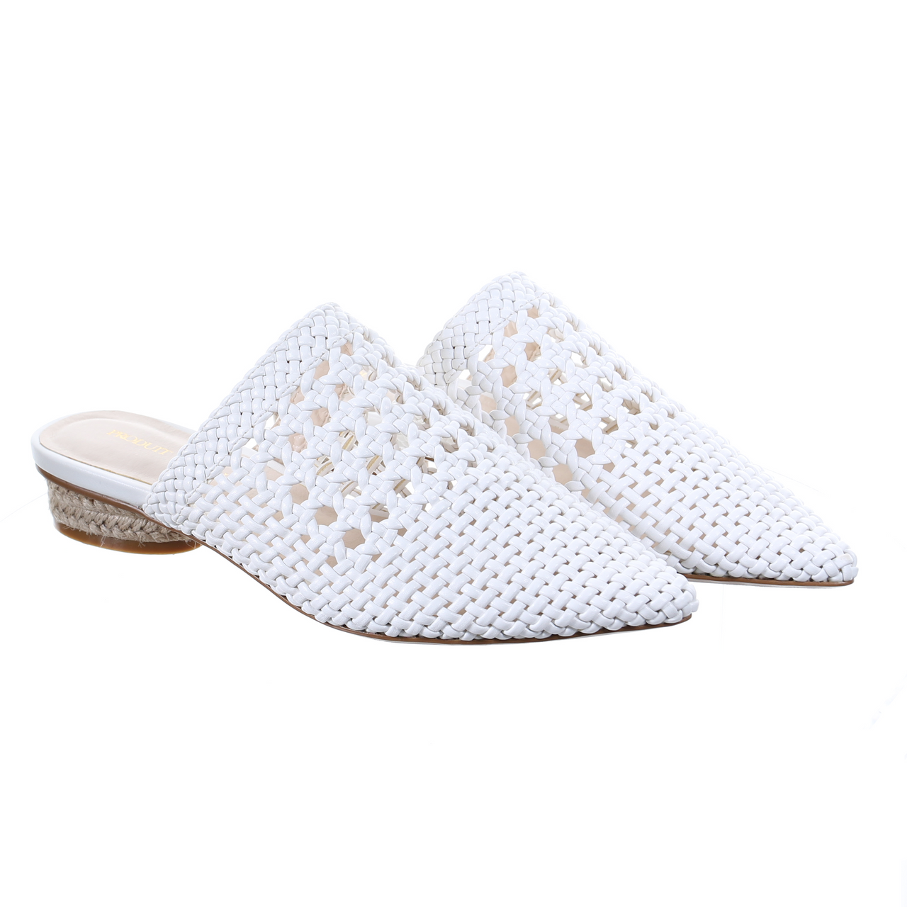 Mesh Leather Pointed Toe Slipper (White)