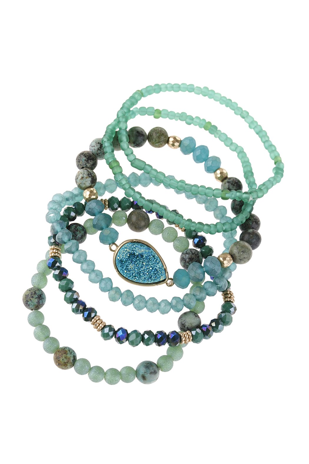 Teardrop Druzy Mixed Beads Bracelet - 8 COLORS -