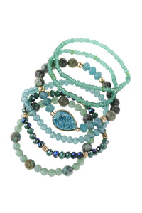 Thumbnail for Teardrop Druzy Mixed Beads Bracelet - 8 COLORS -