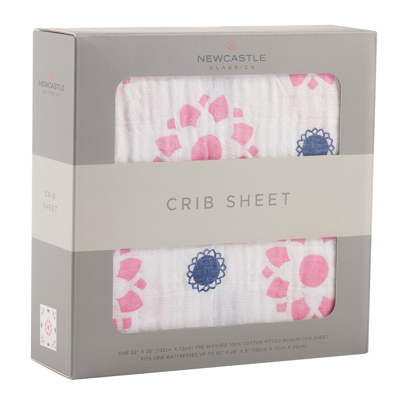 Newcastle - Primrose Indigo Cotton Muslin Crib Sheet -