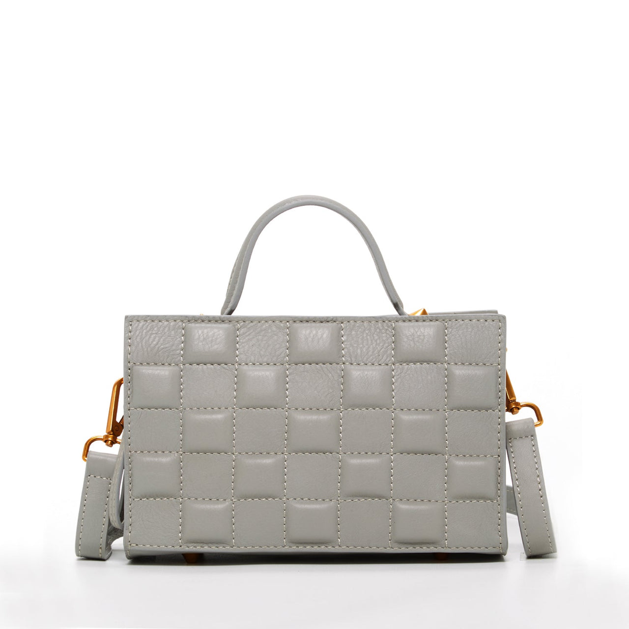 Quilted Gray Leather Purse -