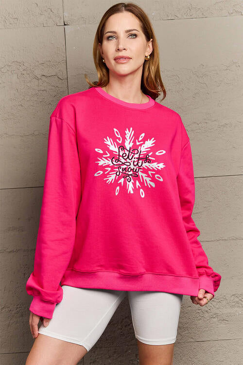 Simply Love Full Size LET IT SNOW Long Sleeve Sweatshirt - SIZES S THRU 3XL - T - 3 COLORS -