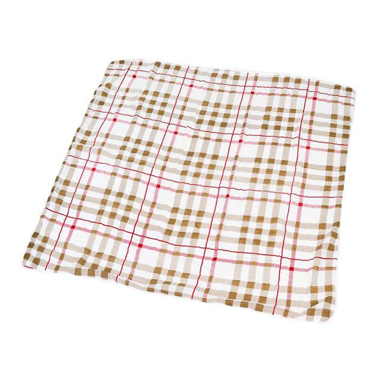 Teddy Bear and Plaid Cotton Muslin Newcastle Blanket -