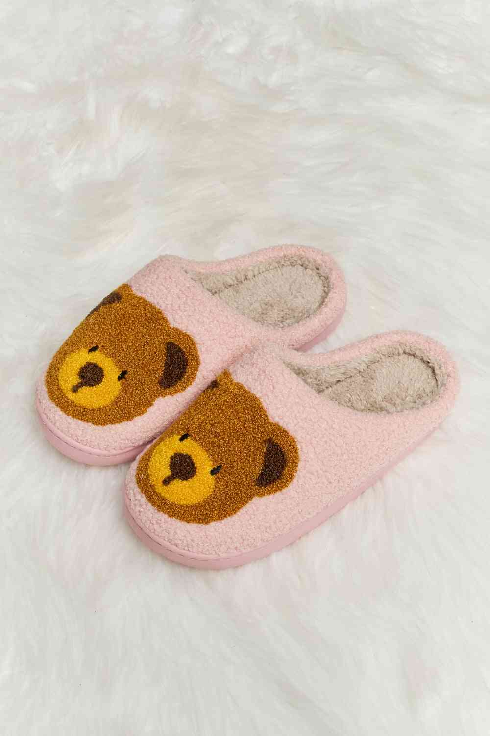 Melody Teddy Bear Print Plush Slide Slippers - T - 6 COLORS -