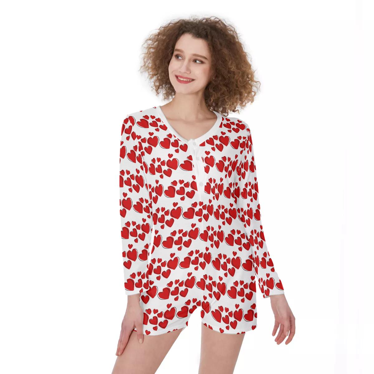 Dancing Hearts One-Piece Women's Pajamas -