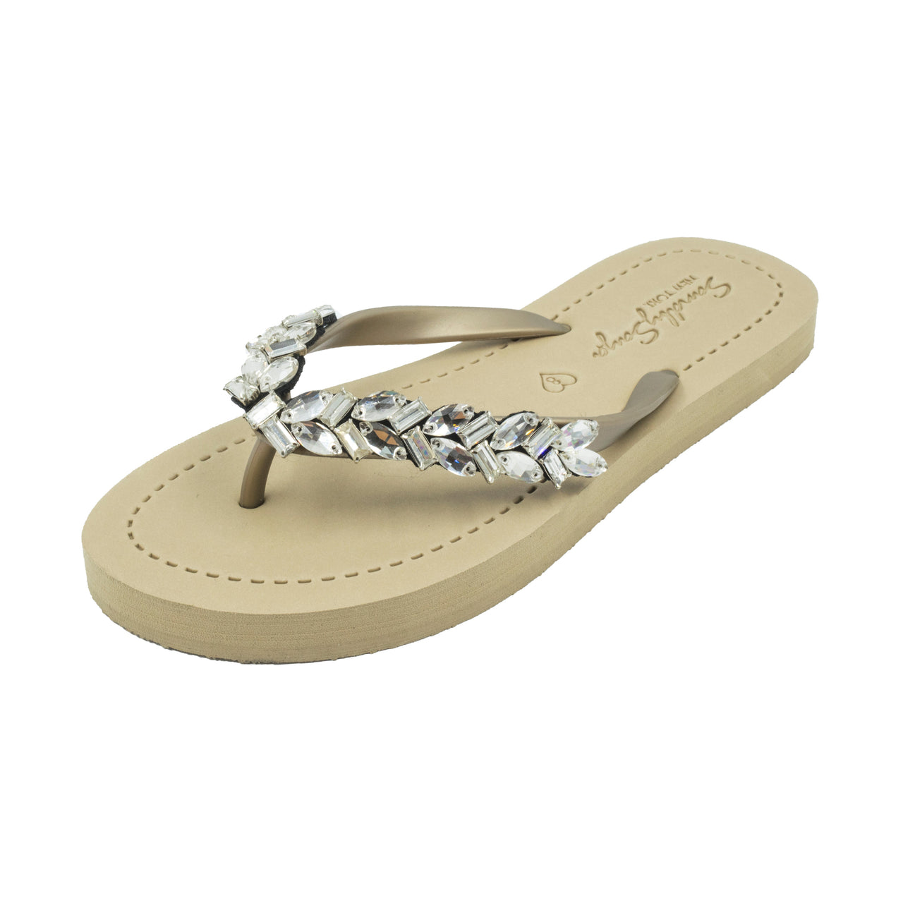 SAND BY SAYA N.Y. - Greenwich - Rhinestone Flat Flip Flops Sandals - 4 COLORS -