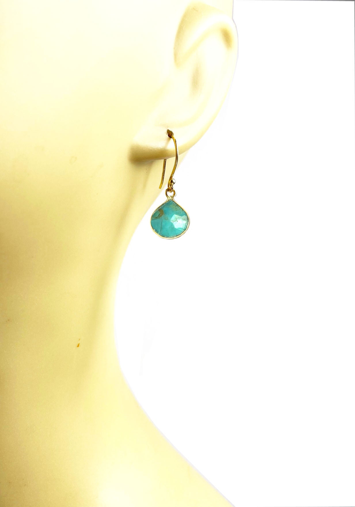 Gena Myint - Turquoise Bezel Drop Earrings -