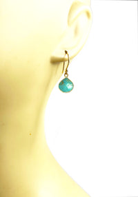 Thumbnail for Gena Myint - Turquoise Bezel Drop Earrings -