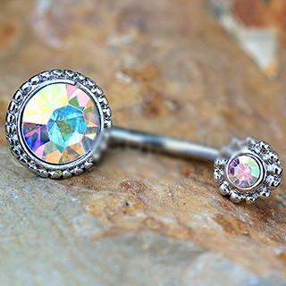 316L Stainless Steel Fancy Aurora Borealis Navel Ring -