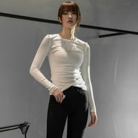 Thumbnail for Hoshiko O-Neck Long Sleeve Shirt - White - 1 COLOR -