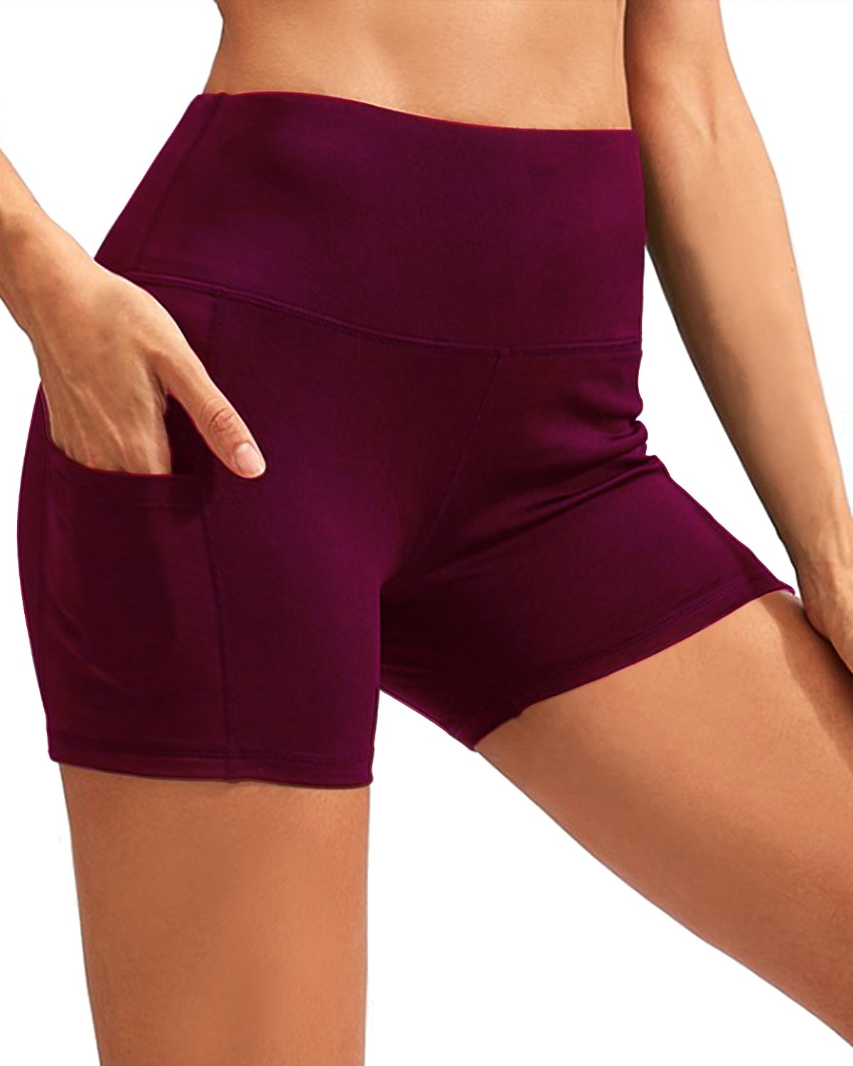 Savoy - Calcao High Waist Yoga Shorts With Pocket - Red - 1 COLOR -