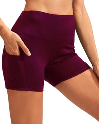 Thumbnail for Savoy - Calcao High Waist Yoga Shorts With Pocket - Red - 1 COLOR -