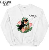 Thumbnail for Pawsome Pets NEW YORK - Sweatshirt - Lady With Black Cat - 7 COLORS -