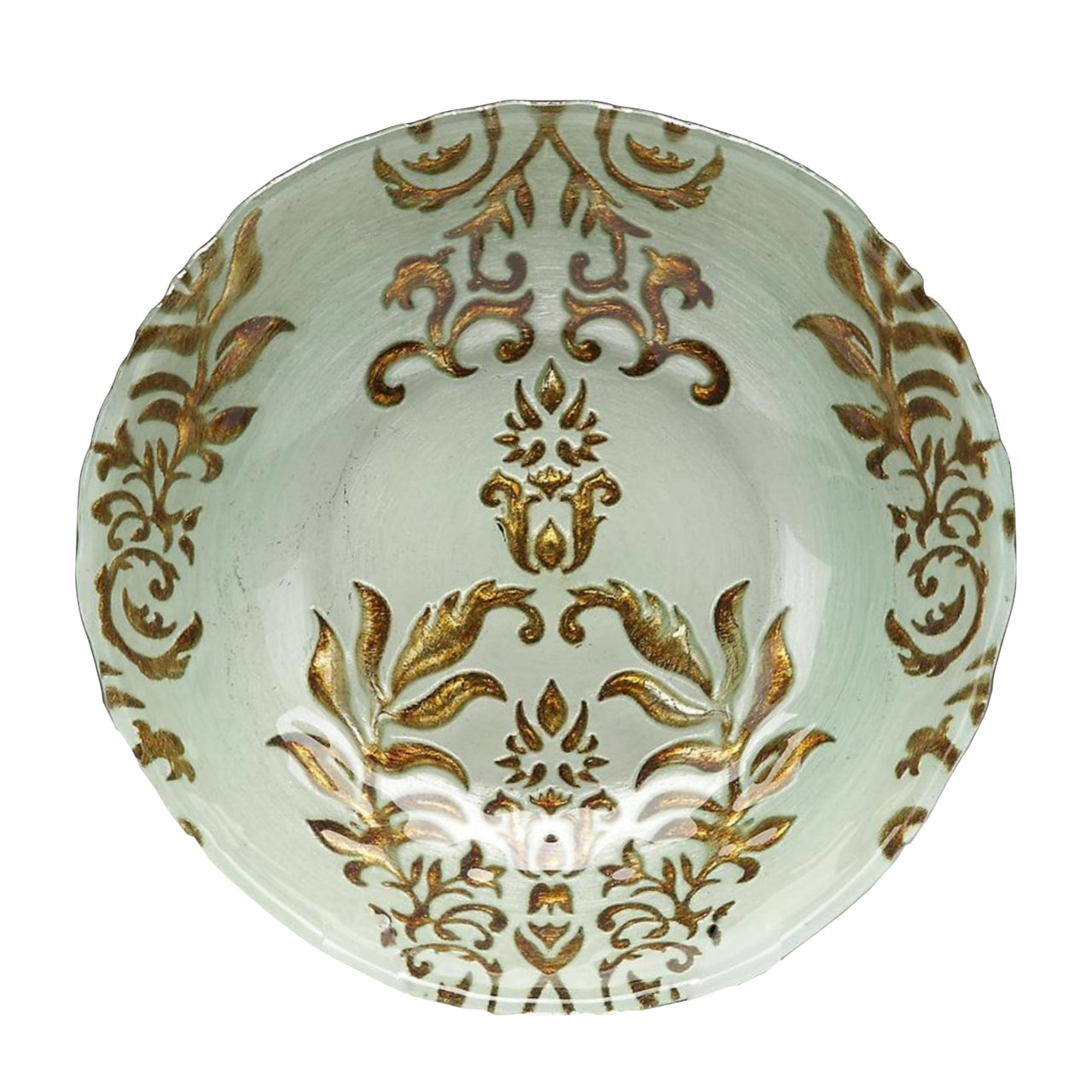 Set/4 DAMASK 7.5" TURQUOISE/GOLD BOWLS